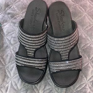 Skechers Luxe foam sandals, Rumble on bling gal